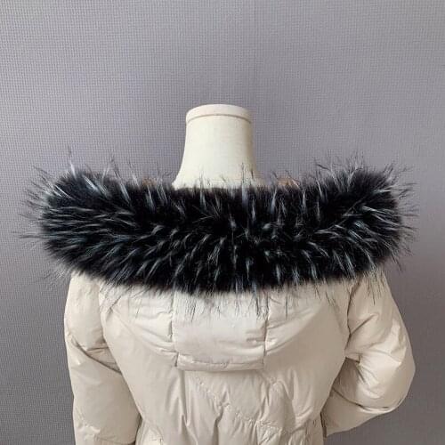 High Quality Women Faux Fur Collar Winter Parka Coat Hood Fur Decoration DIY Fake Raccoon Fur Collar Fur Scarves Luxury