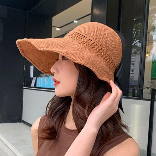 CANZE Women Summer Korean Straw Hat Sun Protection Naked Top Sun Hat Outdoor Beach Fisher Sun Hat