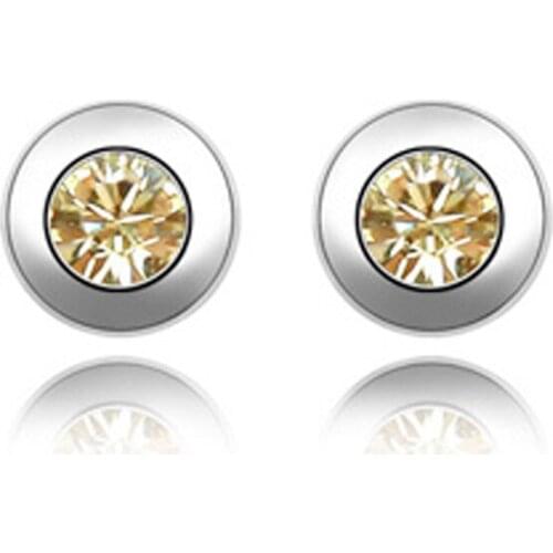 11 Colors Real Austrian Crystals White Gold Color Brand Stud earrings for women Fashion New Sale Hot 82346Yellow