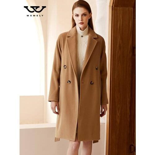 Double sided cashmere coat womens medium length 2021 autumn winter new high-end temperament loose wool coat casual coat