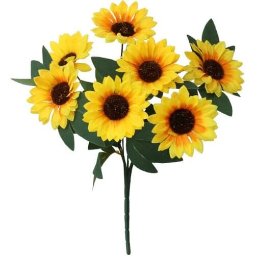 2pcs 7 Heads Artificial Sunflower Silk Fores Artificiales for Wedding Hall Decorations