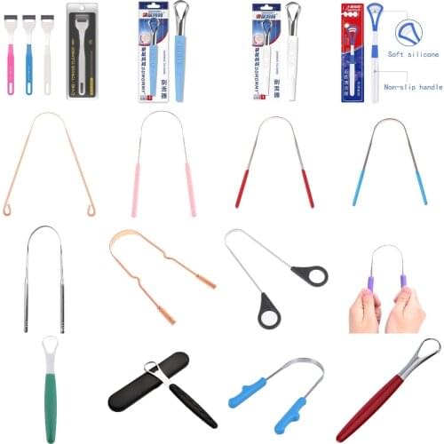 41styles Useful Tongue Scraper Stainless Steel Oral Tongue Cleaner Medical Mouth Brush Reusable Fresh Breath Maker New