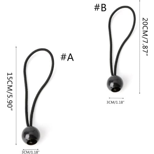 A5KC 10Pcs Black Ball Bungee Pack Shock Elastic Tie Loop Cord Fixing Securing Buckle