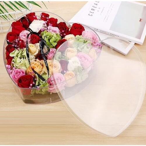 Acrylic Heart Shaped Flower Box Gift Box Storage Box Confession Rose Flower Packaging Box Floral Bouquet DIY Wedding Decoration