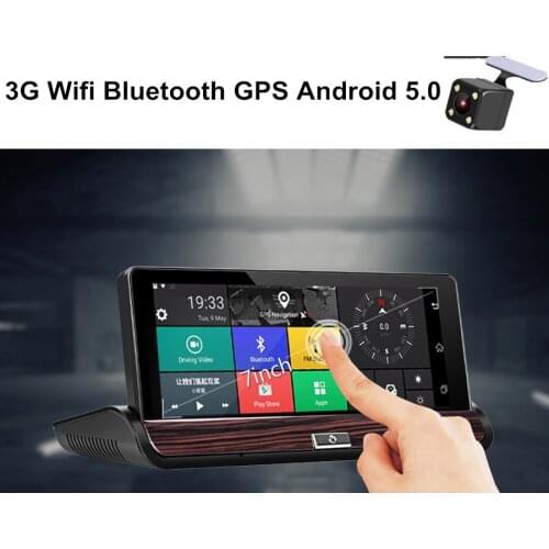 FHD 1080P 7" Touch Screen 3G Dual Lens Car DVR Dashcam Android 5.0 with GPS DVRs Bluetooth Wifi Car Dash Cam Recorder Camera