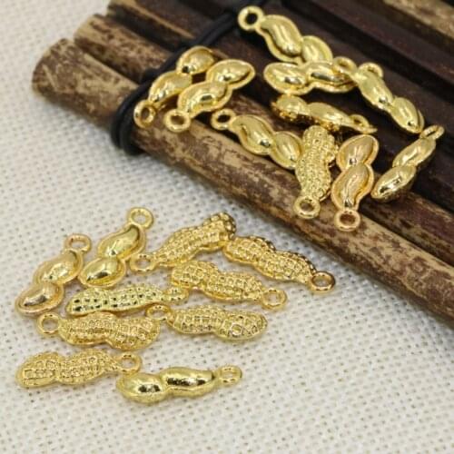 Free shipping fashion new design 10pcs 6*18mm elegant gold-color peanut shape spacers accessories cute beads diy findings B2563