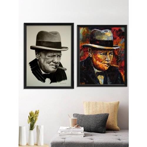 Churchill Winston Portrait Great man Poster Art Silk Wall Stiker Room Home Gift Prints Decor