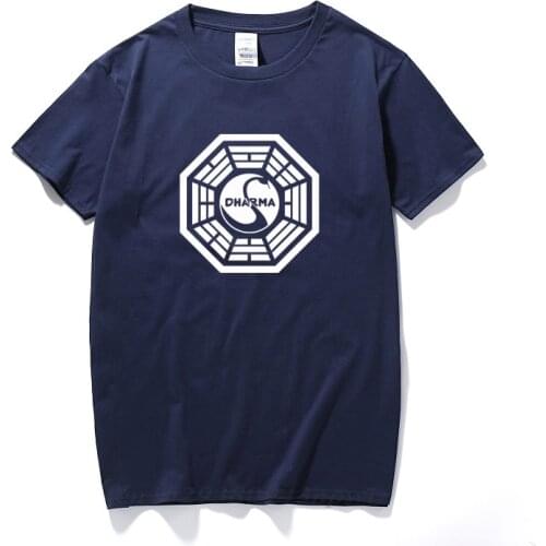 American TV Play Series LOST Dharma Initiative T-Shirt Fitness Cotton Short Sleeve Fans T Shirts Tops Tees Camisetas Masculinas