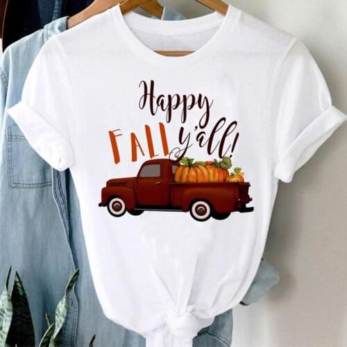 Graphic Clothes Tshirt Top Print T Female Tee T-Shirt Women Truck Vintage New Trend Pumpkin Autumn Fall Halloween Thanksgiving