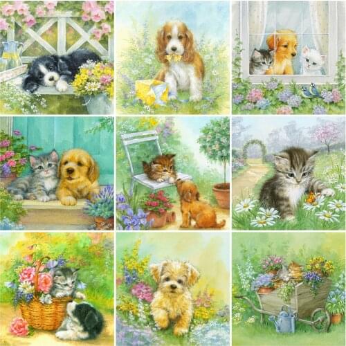 EverShine Diamond Painting Dog Animal Cross Stitch Diamond Mosaic Cat Picture Of Rhinestone Embroidery Cartoon Beaded Handicraft
