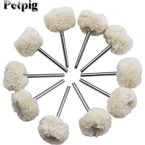 10Pcs 3mm Wool Polishing Brush Dremel Accessories Rotary Grinding Buffing Grinder Head Drill Rotary Tool
