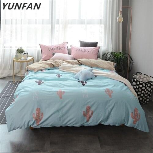 4PCS 100% Cotton Duvet Cover Sets cartoon Cactus Printed Quilt Cover Pillowcase Bed Sheet Bed Linen queen King Size Bedding Set