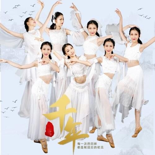 WomenS Group White Chinese Style Costumes Female Singer Song Suit Fairy Dress Cosplay Costumes Jazz Dance Rave Clothes DN7471