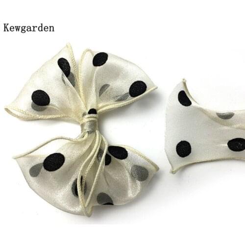 Kewgarden Handmade Tape Gift Flower Packing Tulle Riband 6cm 60mm Wave Dot Organza Ribbon DIY Hairbow Brooch Accessories 10Meter