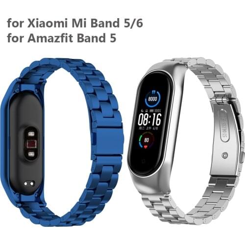 Metal Bands for Xiaomi Mi Band 5 Strap for Miband 6 Bracelet for Xiaomi Mi Band 5/6 Wristband Accessories Stainless Steel