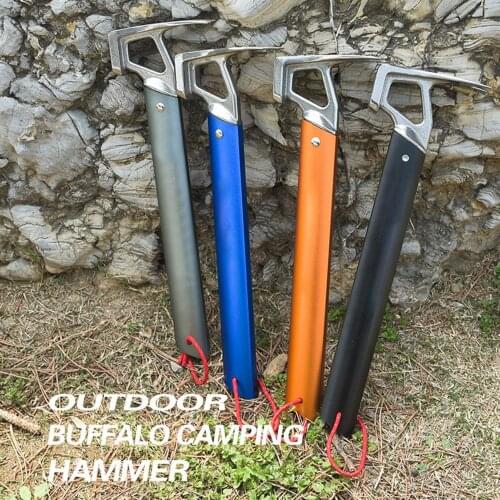 Multi-Function Outdoor Climbing Hiking Hammer Ground Nail Hammer Aluminum Alloy Handle With Lanyard Camping Tent Tool