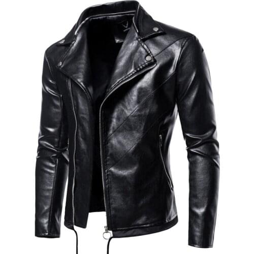 New 2020 Motorcycle Leather Jacket Men Casual Removable Hat Zipper Solid Color Jacket Men Autumn Fashion PU Slim Mens Jacket