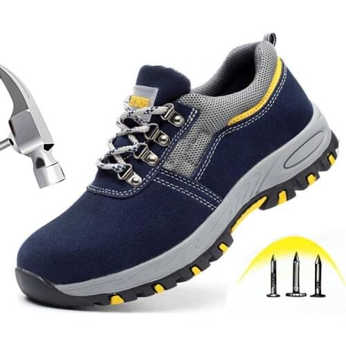 2019 New Mens Steel Toe Work Safety Shoes Male Breathable Indestructible Steel Toe Soft Anti-piercing Work Boots Casual Sneaker