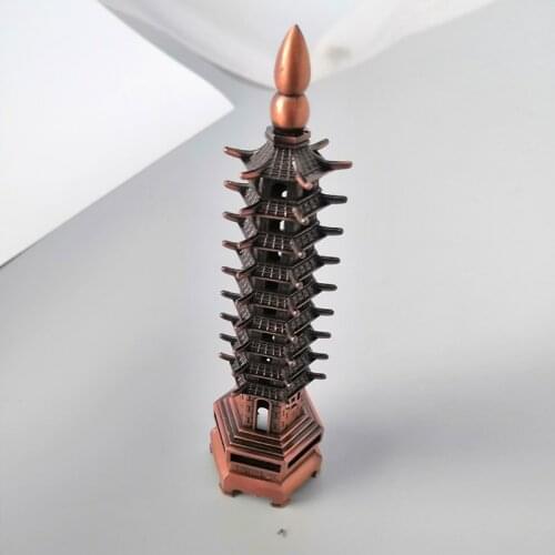 18CM Zinc Alloy Fengshui Education Tower Nine Levels Wen Chang Pagoda For Education Career And Business Growth Desktop Ornaments