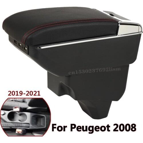 For Peugeot 2008 Armrest For Peugeot 208 Car Armrest box 2019 2020 2021 Retrofit parts Interior Storage box accessories USB