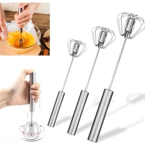 Semi-automatic Egg Beater Stainless Steel Hand Pressure Rotating Milk Mixing Eggbeater Handheld Mixer Kitchen Cooking Tools