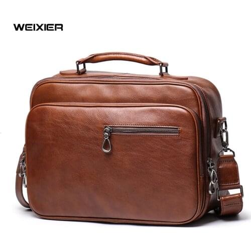 Casual Mens Bag Shoulder Bags Men Genuine Leather Briefcase messenger bags Handbags mens briefcases office business tote bag