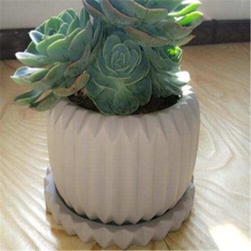 Flower Pot Mould DIY Home Made Garden Desktop Craft Vase Making 3d Concrete Silicone Cement Planter Mold