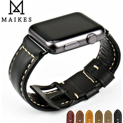 MAIKES Good quality genuine leather watch band for apple watch strap 44mm 40mm 42mm 38mm iwatch series 4 3 2 watchbands