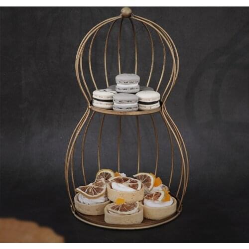 Retro Metal Cake Stand Creative Birdcage Desktop Decoration Home Dessert Cake Display PlateHome Desktop DecorationExquisite Gift