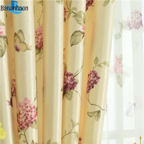 Romantic Butterfly Flowers Light Filtering Curtains Bedroom For Living Room Tulle Rustic Print Fabric Curtain Window Treatments