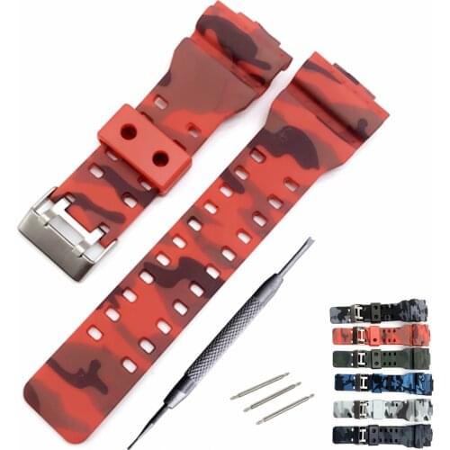 Silicone Camouflage Watch Band Belt 16mm Rubber Wrist Watch Strap for G-shock GW-8900 GSL-8900 GSL-100 GA-300 GD100/110