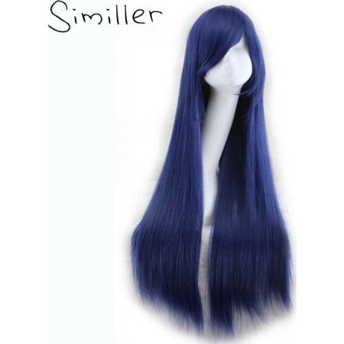 Simille 17 Colors Long Straight Wigs Blue White Black Green Red Party Heat Resistant Synthetic Hair Cosplay Wig for Women