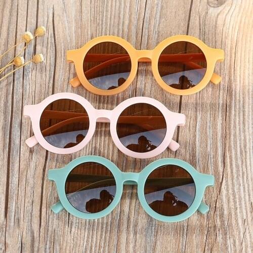 New Children Sunglasses Kids Vintage Sunglasses Retro Solid Color Cute Ultraviolet-proof Round Convenience Eyeglass For Kids