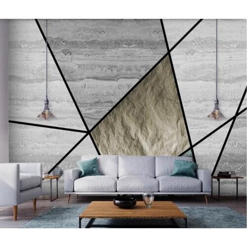 Bacal custom modern Nordic contracted marble geometry grey aureate line TV setting wall home decor 3D wallpaper murals