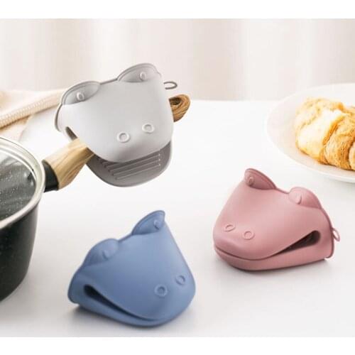 Hand Clip Hippo Oven and Microwave Special Anti- Scald Gloves High Temperature Resistant Cartoon Upgraded Thickened Silicone
