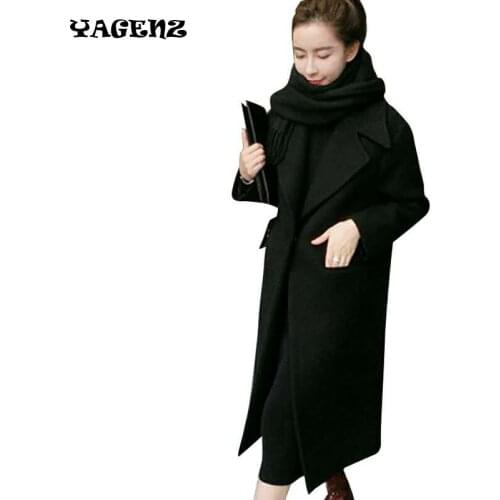 Women Long Trench Winter Casual Woolen Coats Outwear Trench 2020 New Stitch Women Trench Solid Slim Spring Winter Woolen Coats