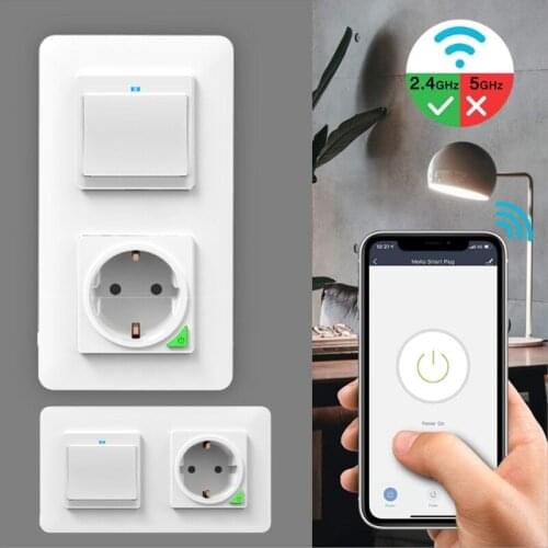 Tuya Smart Switch with socket Wifi Push Button Wall Light Switch wireless 220V Alexa Google Home Compatible