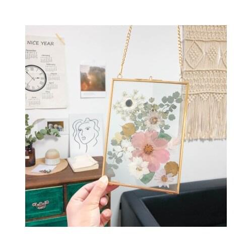 Vertical Hanging Herbarium Metal Frame for Pressed Flowers Herbarium frame botanical art collage flower wall panel