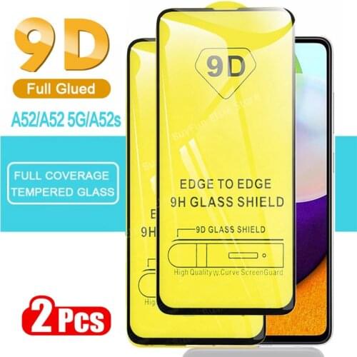 2pcs 9D Full Glued Tempered Glass For Samsung A52 Screen Protector SM-A525F Protective Glass For Galaxy A52 A52s 5G A526B A528B