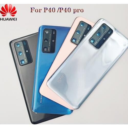Huawei P40 P 40 Pro Battery Cover Back Glass Panel Rear Housing Case For P 40 Battery Protect Shell With Camera Lens Frame +Logo