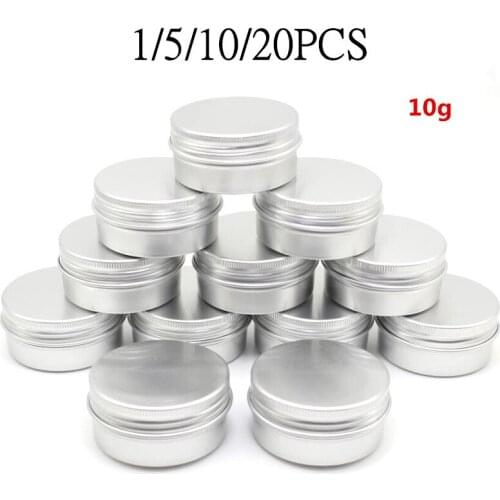 1/5/10/20PCS 10gAluminum Tin Jars Metal 50ml Empty Cosmetic Face Care Eye Cream Lip Balm Gloss Packaging