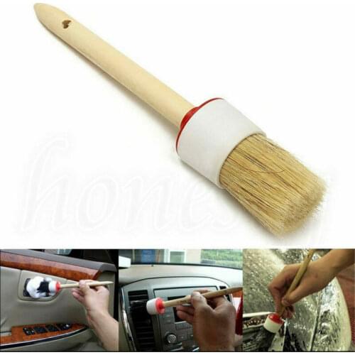 1PC Wooden Handle Round Bristle Chalk Oil Paint Wax Brush Artist for Painting or Waxing Furniture Stencils Folk art Home Decor