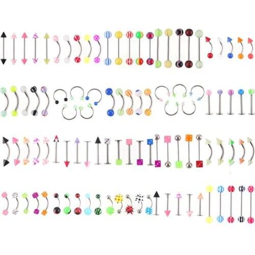 110Pcs Mix Body Piercing Jewelry for Women Men Fashion Nose Piercing Eyebrow Navel Piercing Belly Rings Jewelry Lip Tongue Rings