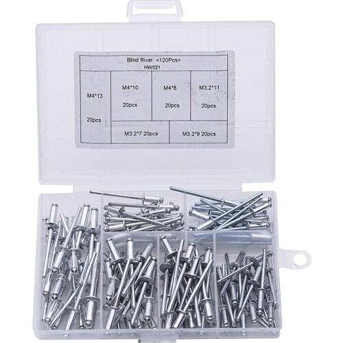 120PCS Set M3.2-M4 Aluminum Pull Studs Open Core Pull Rivets Pull Rivet Pack