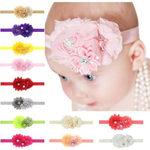 19 pieces(1 pieces per color) 5/8''fold over elastic headband with flowers for baby headband