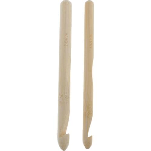 2x Wood Crochet Hook Chunky Yarn Needle Stitche Sweater Weaving DIY Tool 10/12mm