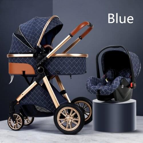 2021 Luxury Baby Stroller 3 in 1 with Car Seat Portable Reversible High Landscape Baby Stroller Hot Mom Stroller Travel Pram