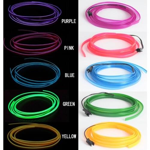 3M 10Colour LED Lamp car Decoratio Neon Lights EL Wire JURPOO Flexible Rope Tube With DC12V Adapter for cars &motorcycles