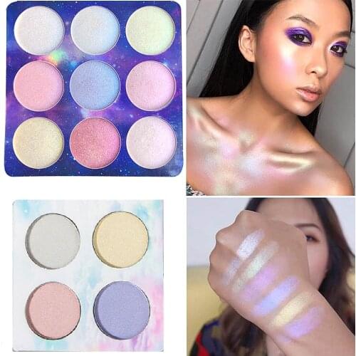 4 Chameleon Colors Eyeshadow Highlighter Powder Palette Pigment Shimmer Cosmetic Face Glow Make Up Set