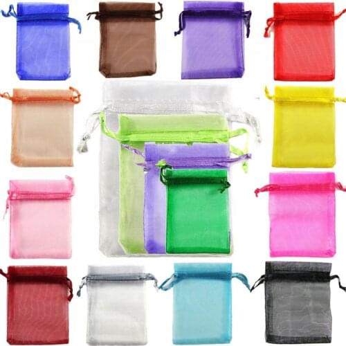 50/pcs Organza Bags Drawstring Pouches For Wedding Party Gift Bag Packaging Pouches Tulle Bags 7x9 9x12 10x15 13x18 20x30cm 6z